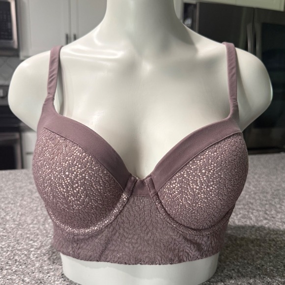 Victoria's Secret Other - Victorias Secret Lined Demi Longline Bra Lace Mauve 36C Underwire Romantic